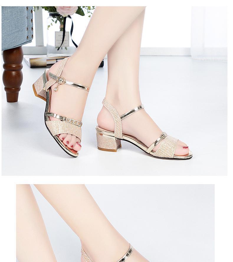 Summer sandals women's middle heel fashion 2025 summer new soft-soled versatile fairy style thick heel mother woman shoes