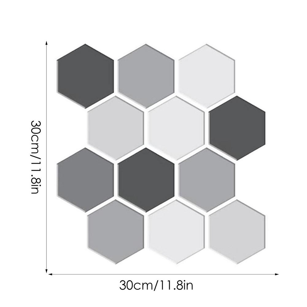 

Wall Tile Stickers 10 Sheets Laundry Room Decals 3D Vanity Peel And Stick Wall Tile Hexagon For Kitchens Bathrooms Fireplace чорний
