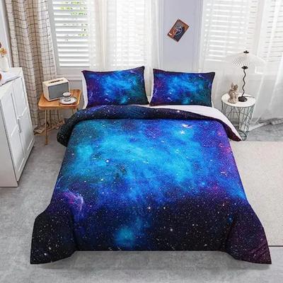 Funda Nórdica Galaxy Tamaño Completo para Niñas Niños Adolescentes Niño Cielo Estrellado Cosmos Funda de Edredón Microfibra Suave Cremallera Azul Púrpura Decoración