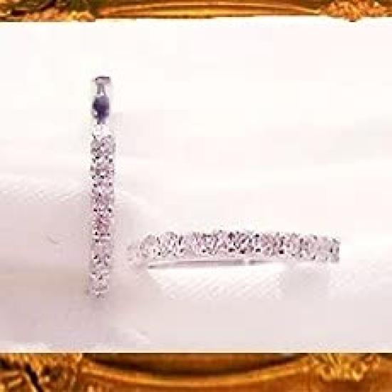 K18 Eternity Diamond Hoop Earrings with Fine Line White [Rug Jewelry] [Lugejewelry] 0.2ct [K18WG] [K18 Gold] [Gift Wrapped] [Warranty Included]
