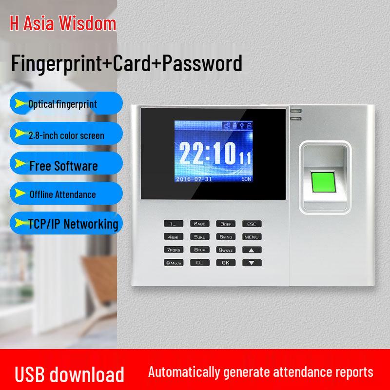Multilingual Fingerprint & Password Time Clock with Voice Broadcast, No Software Required