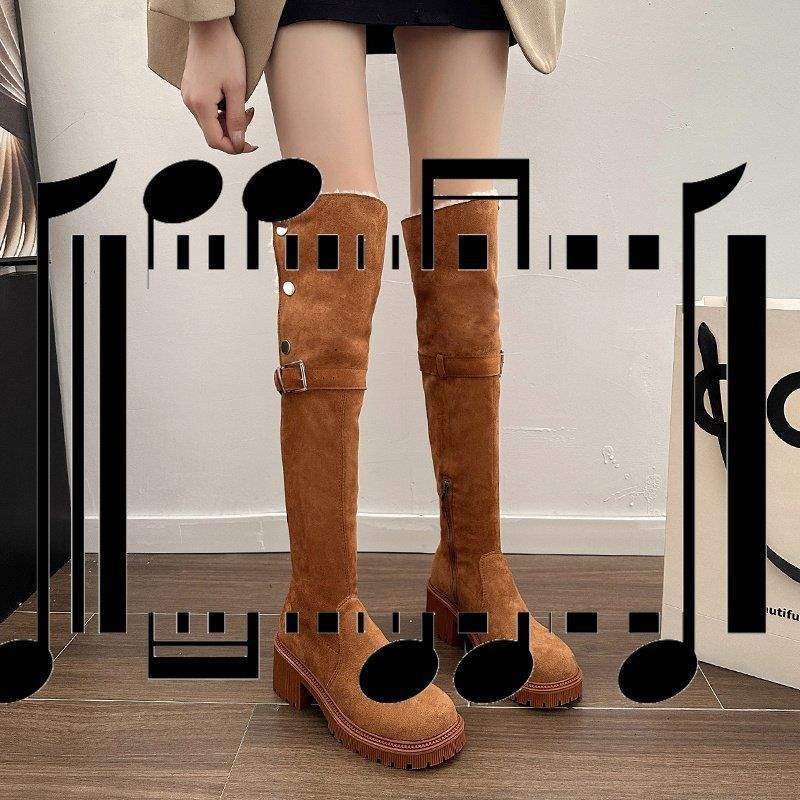 2025 neue Herbst- und Winter-Overknee-Stiefel, Plüsch-Baumwollstiefel, Schneestiefel, lange Reiterstiefel