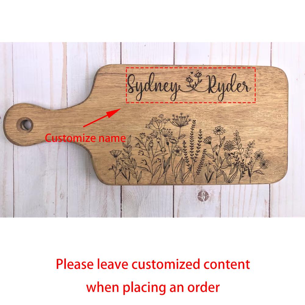 Custom Wedding Couples Cutting Board Newlywed Bridal Shower Engagement Housewarming Gift Engraved Bamboo Board Kitchen Decor