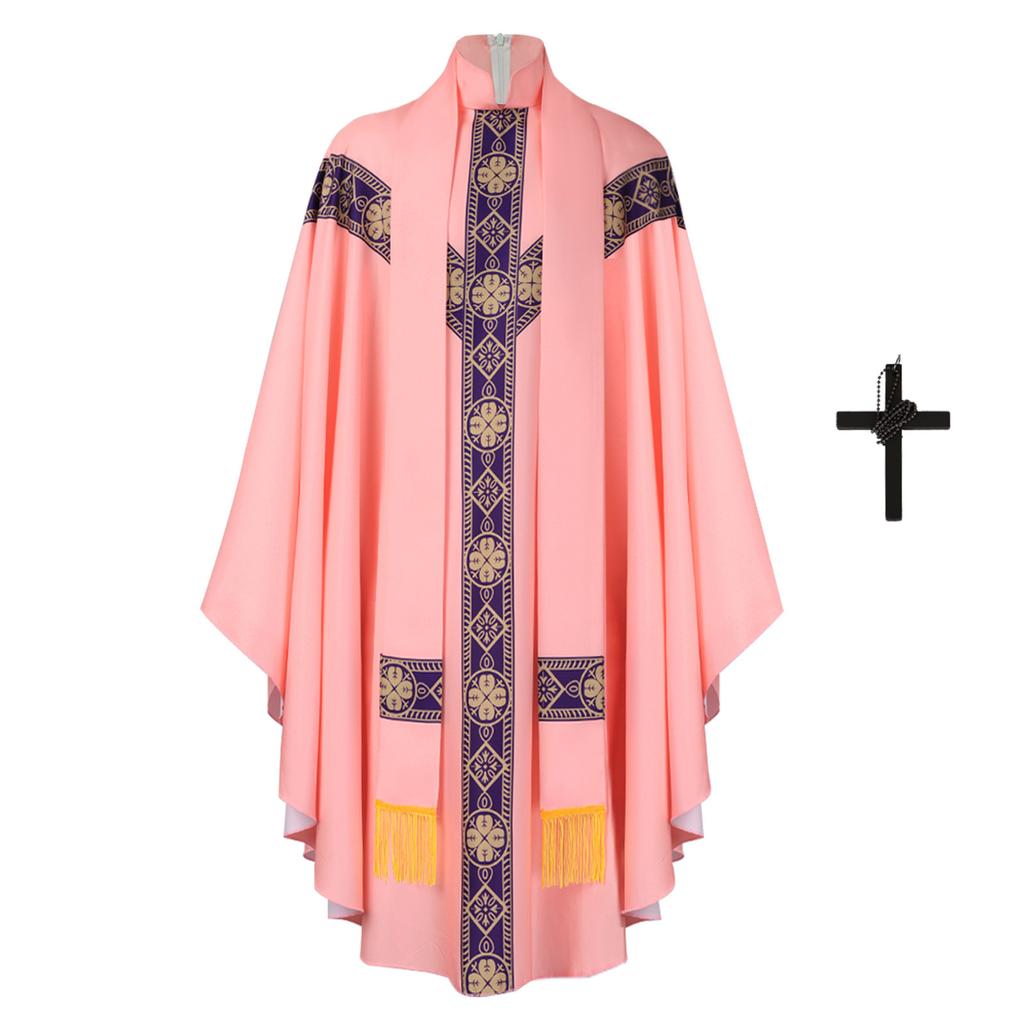 Men's Priest Long Robe Costume for Halloween Church Stage Performance