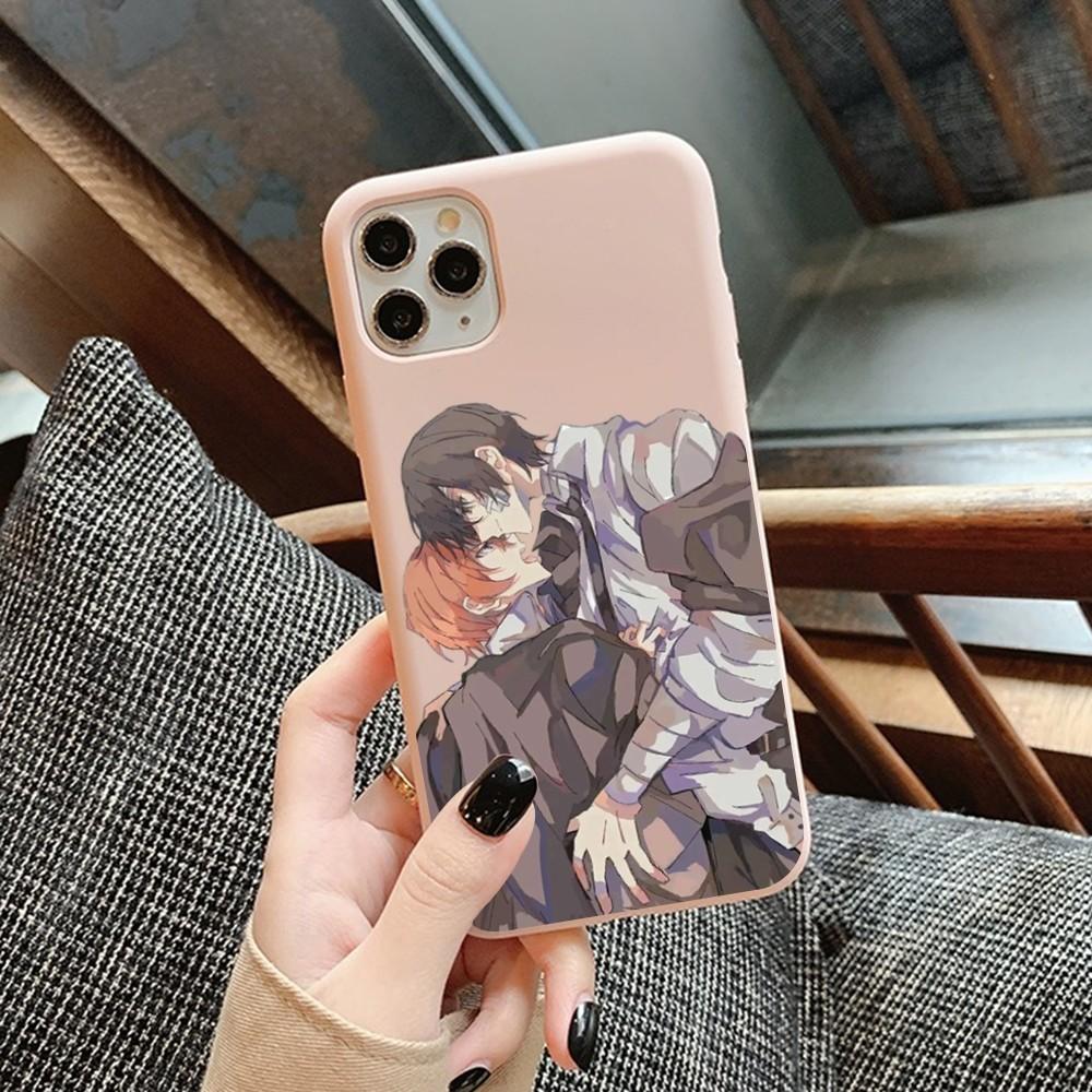 Anime Bungou Stray Dogs Phone Case for iPhone 14 11 12 13 Mini Pro Xs Max 8 7 6 6S Plus X XR Solid Candy Color Case