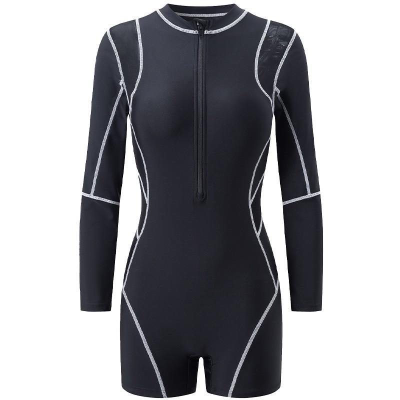 One-piece Boxer Swimsuit Women's Swimming Pool High-end Long-sleeved Sunscreen Sports Hot Large Size