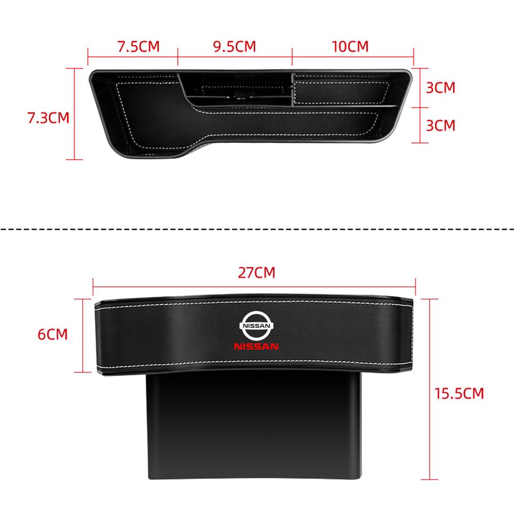 Organizador de Asiento de Coche Relleno para Huecos Portavasos Caja de Almacenamiento para Ranuras del Asiento Accesorios Para Nissan Nismo X-trail Qashqai Leaf Tiida GTR