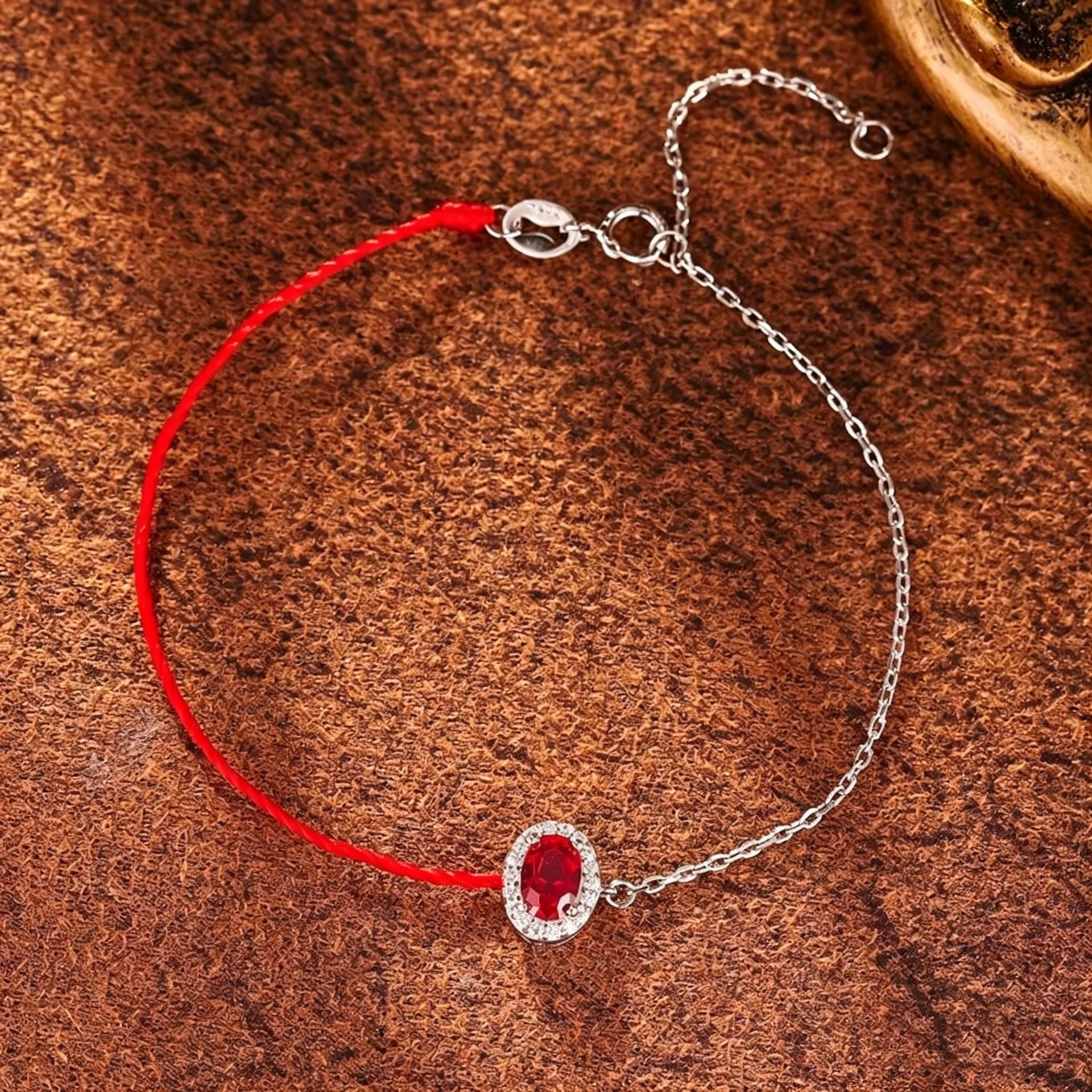 S925 Sterling Silver Red String Bracelet with Red Diamond – Personalized, Elegant, and Versatile Women s Fashion Accessory 925 Sterling Silver