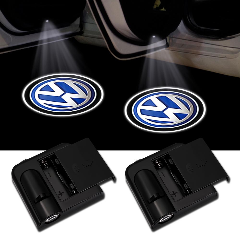LIP1 1/2Pcs Car Door Emblem LED Light Welcome Lamp Wireless Laser Projector For VW Passat Polo Tiguan Touran Golf Jetta accessories