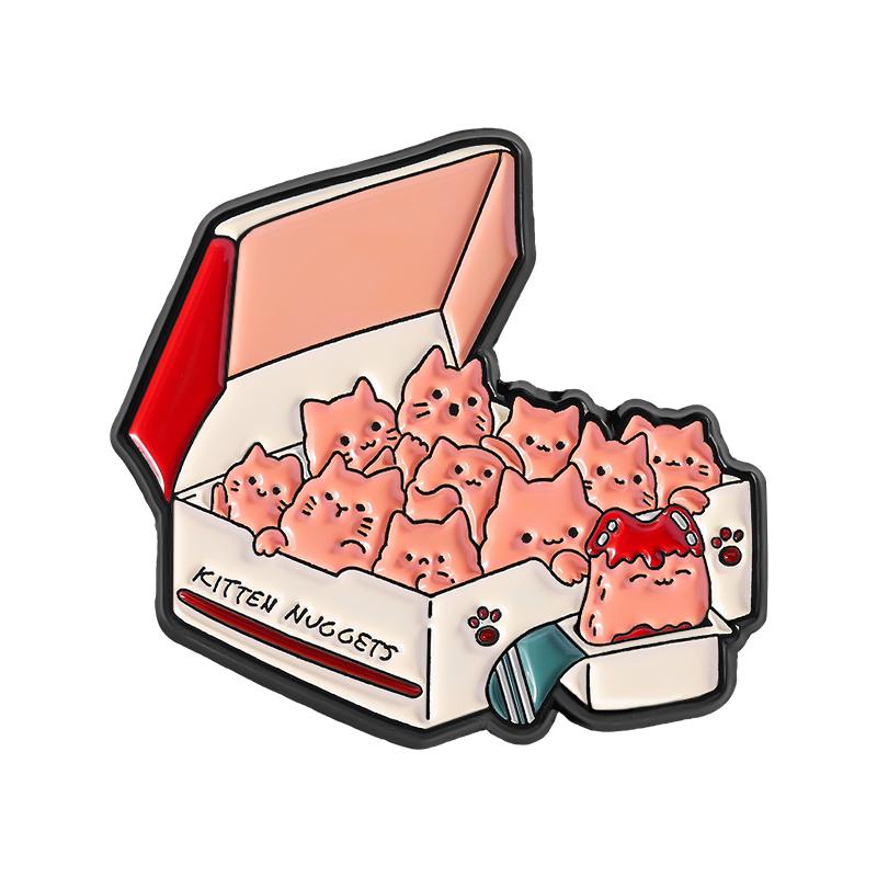 Cat Burger Enamel Pins Custom Cute Cat French Fries Brooches Lapel Badges Clothes Animal Jewelry Gift for Kids Friends