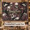 Skull Gothic (351) Theme Wall Tapestry Customized With Name Text Personalized Hanging Tapestry For Bedroom Living Room Decor