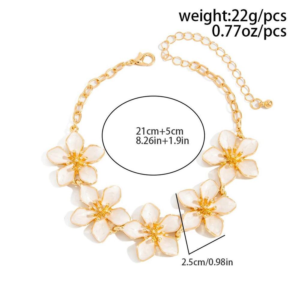 IngeSight.Z Bohemia Drop Oil Flower Anklet Foot Chains for Women Summer Beach Vacation Barefoot Chain Party Jewelry Accessories