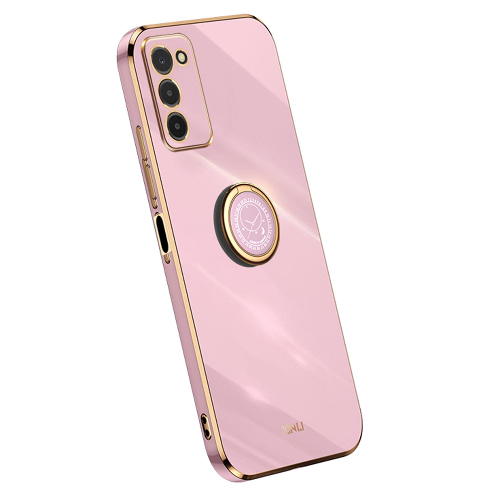 

XINLI For Samsung Galaxy A03s (164.2 x 75.9 x 9.1mm) Anti-scratch Phone Cover Ring Kickstand Electroplating TPU Lightweight Phone Case Purple