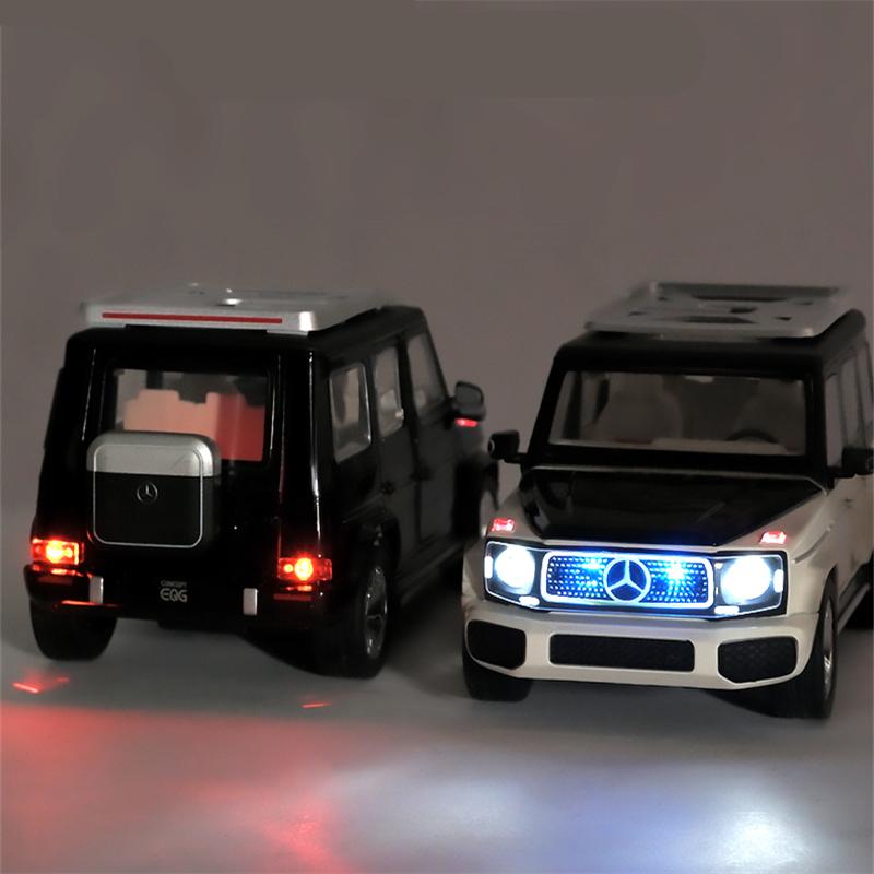 1/24 BENZ EQG New Energy Car Model Diecast Alloy Metal Toy Off-road Vehicles Car Model Simulation Sound and Light Childrens Gifts