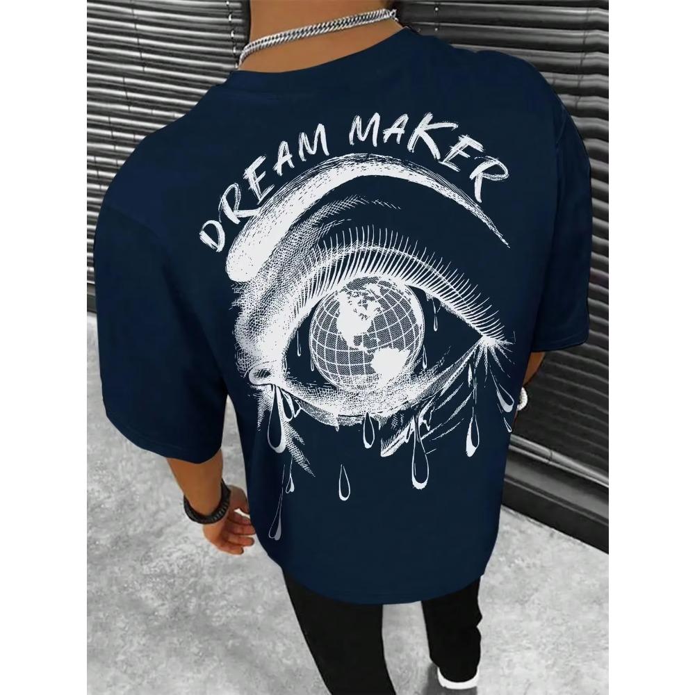 Dream Maker Tričko s potiskem Tearful Earth Muži Oblečení Léto Volné Tričko Bavlna Ležérní Tričko Street Hip Hop Trička oversize