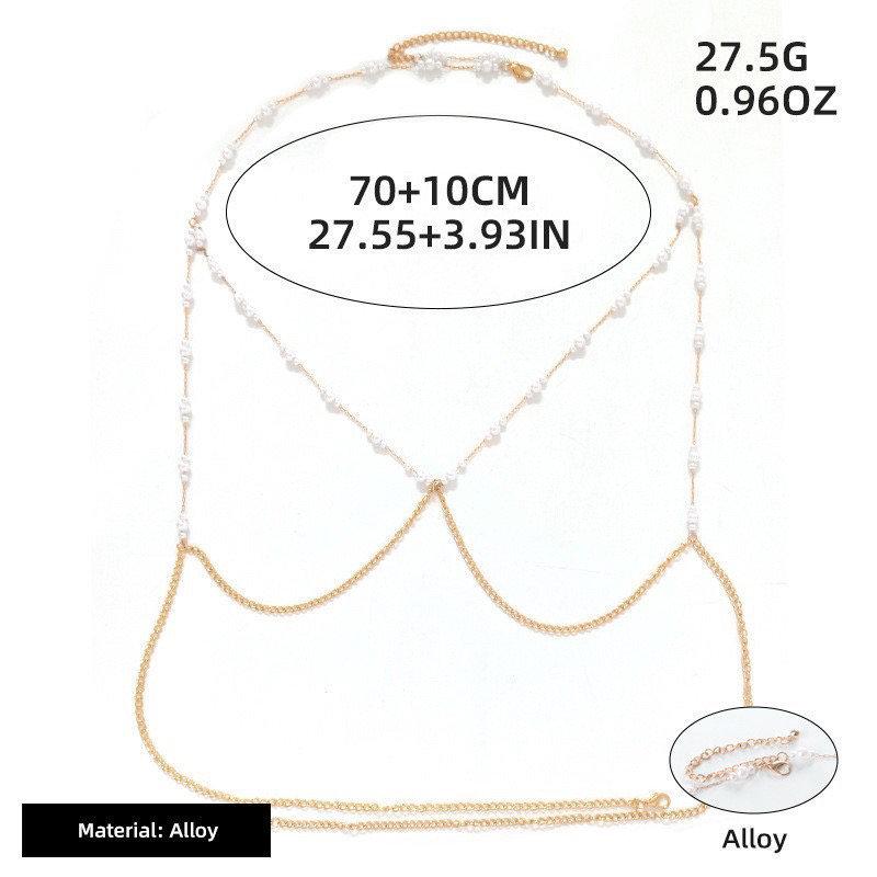 European and American accessories, pure desire chest chain, sexy spicy girl necklace, body accessories, pearl body chain, accessory sling