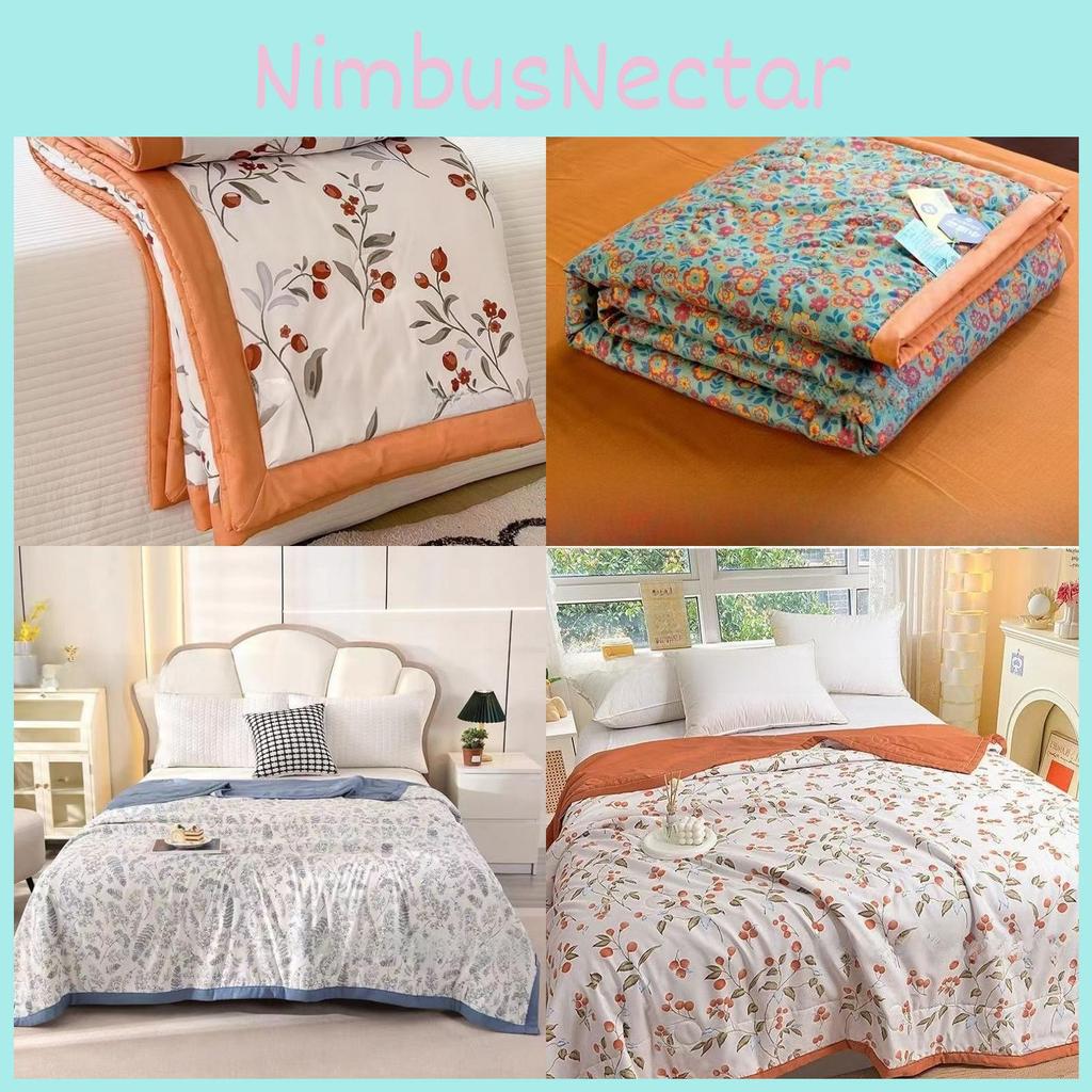 Summer Airy Lightweight Flower Printing Duvet With Quilting For Student Bedroom