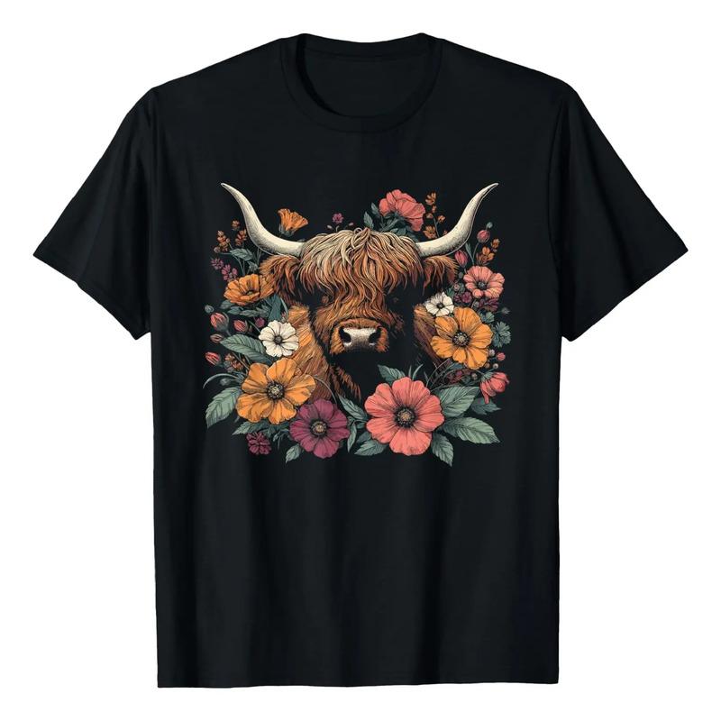 Camiseta Negra Unisex Con Estampado Floral Para Ni?os S