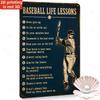 Tin Sign Baseball Life Lessons Funny Vintage Metal Posters  Rules Never Give Up Its Life To Serre Up Teamwork Retro Sports Wa