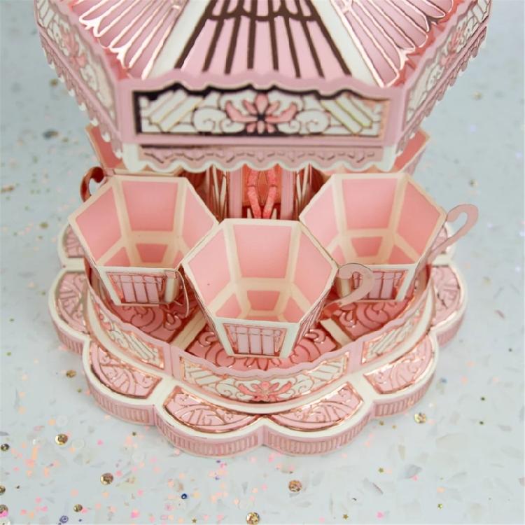 3D Rotating Cup Metal Cutting Dies Templates Molds Embossing Stencils Die Cuts for Scrapbooking Cards Making Decorations