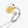 Elegant Sunflower Rotating Anti Stress Engagement Rings for Women Anxiety Relief Diamond Spinning Ring