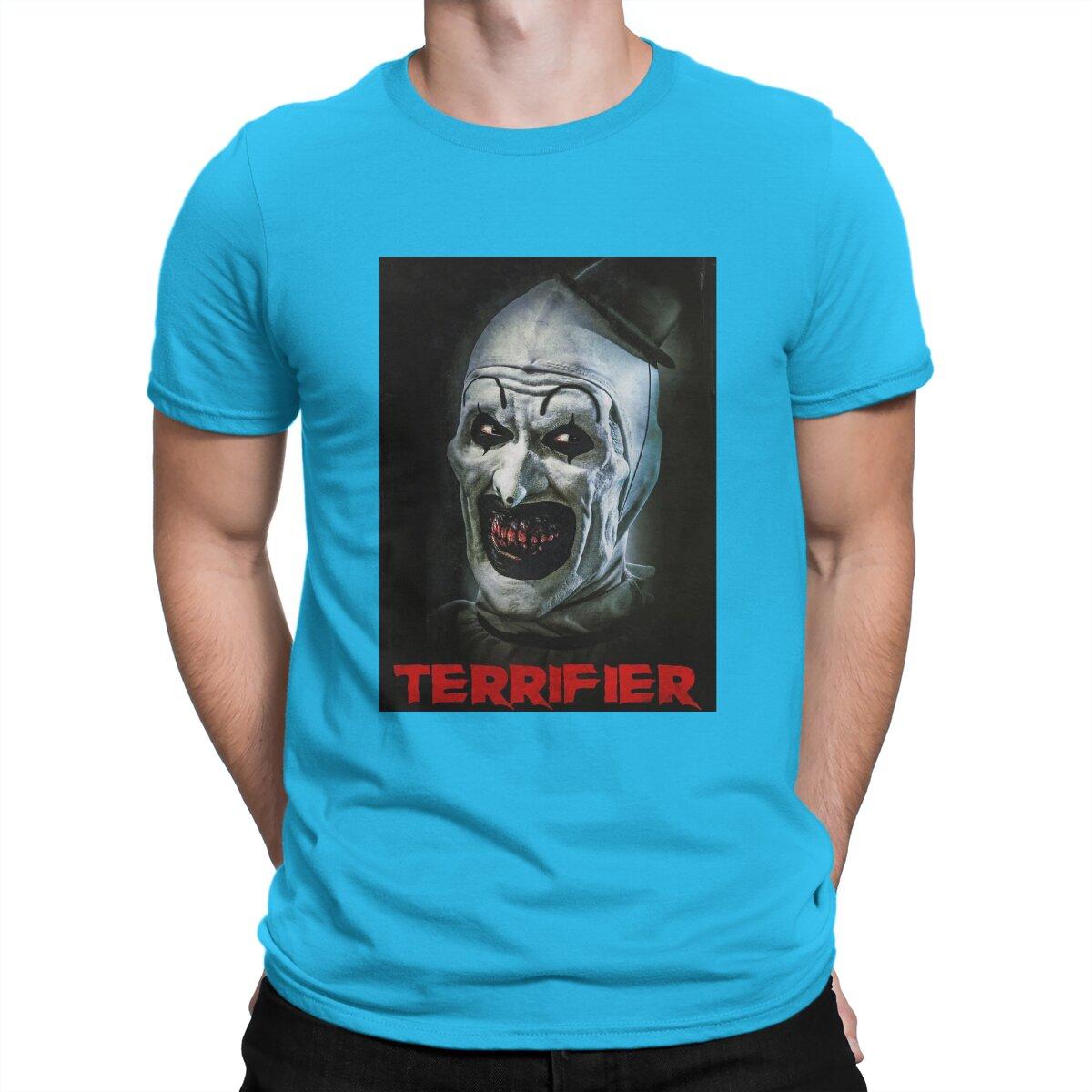 

Novelty Terrifier Medium Horror T-Shirt for Men Round Collar Pure Cotton T Shirt Scary Horror Short Sleeve Tees Unique Clothes 4XL