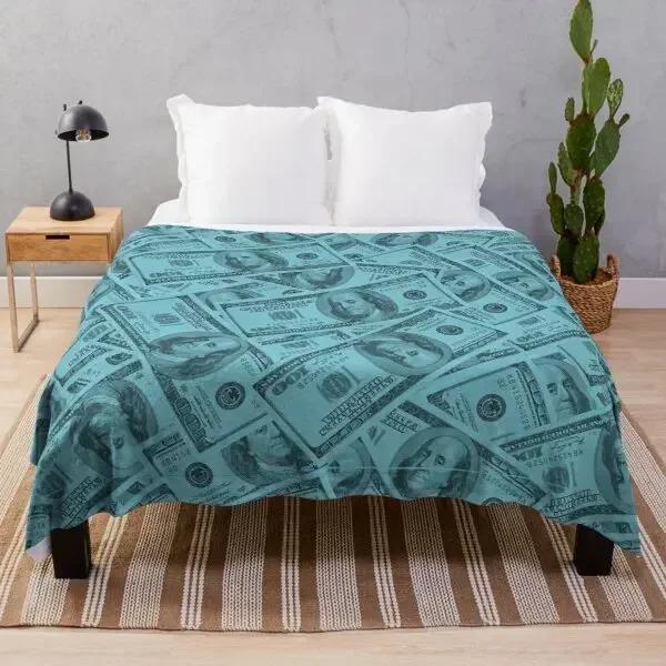 Dollar Geldschein Muster Flanelldecke Superweich Warm Leichtgewicht Königin-Größe für Bett Sofa Couch Decke für Teenager