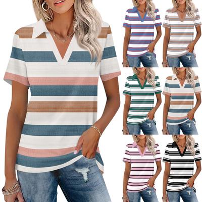 Damesmode Casual Revers Shirt met Korte Mouwen in Kleur Dames Topjes