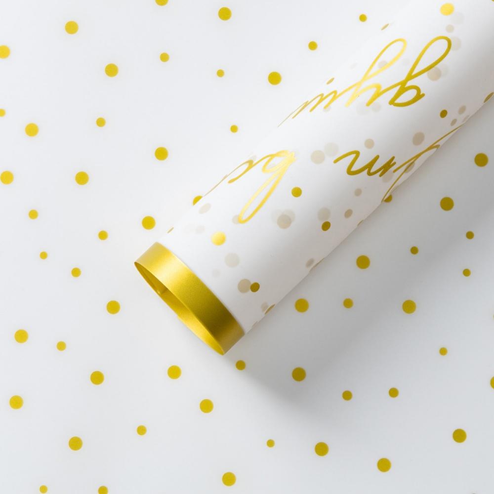 20Pcs/Lot 56x56cm Gold Edge Dot Flower Wrapping Paper Valentine's Day Love Floral Bouquet Wrapping Paper Waterproof Gift Papers