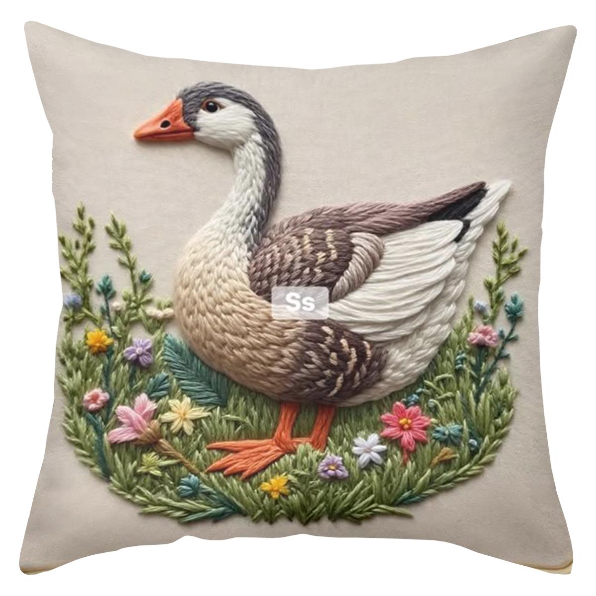 1 наволочка 2D плоская печать Подушка Гусь с цветочным узором 2D печать Полиэстеровая наволочка декоративная наволочка для дивана 45x45cm