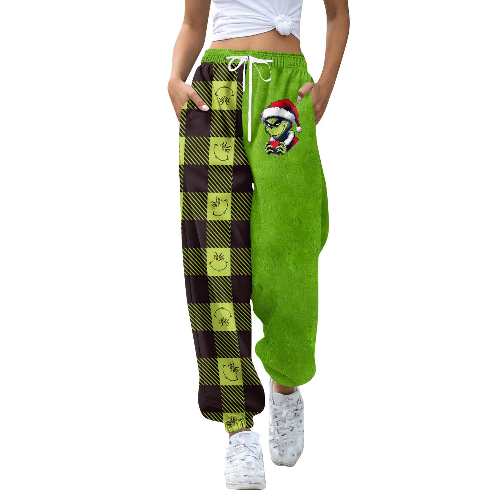 

Women s Casual Fashion Christmas Print Sweatpants With Drawstring Waistband And Cuffed Legs M