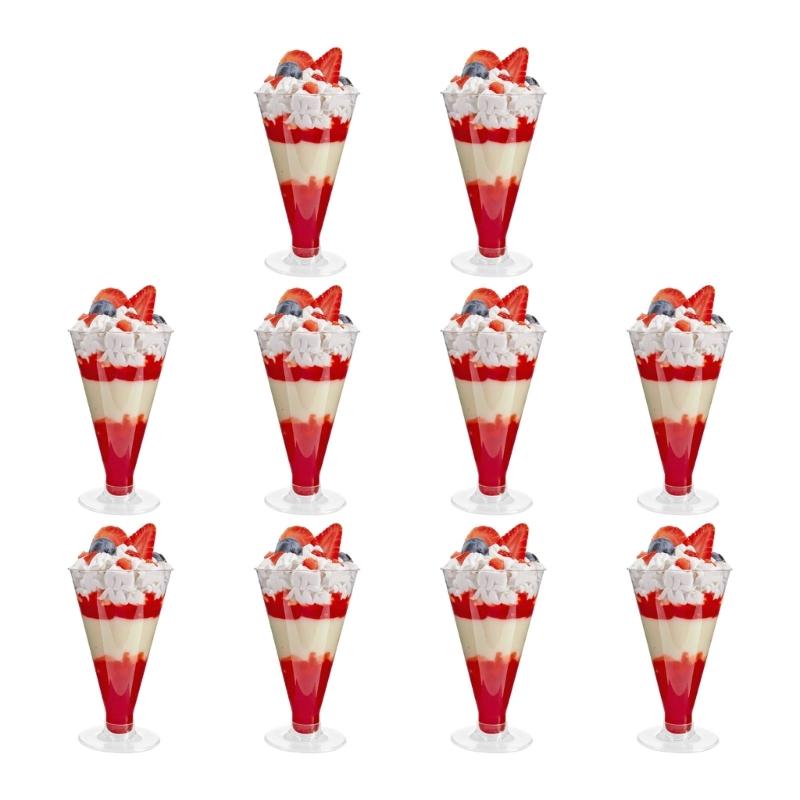 10pack Elegant Plastic Dessert Cups for Ice Cream Mousses and Yogurt Great for Birthday Celebration