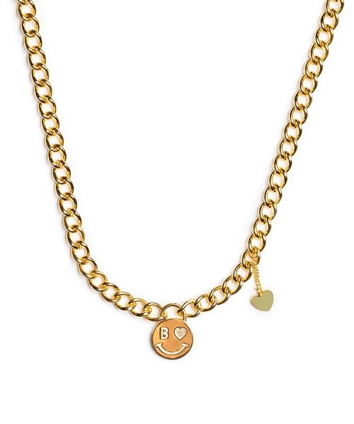 Bonbeau Heart Smile Bold Curve Chain Necklace Heart Smile Pendant Bold Clip Chain Necklace