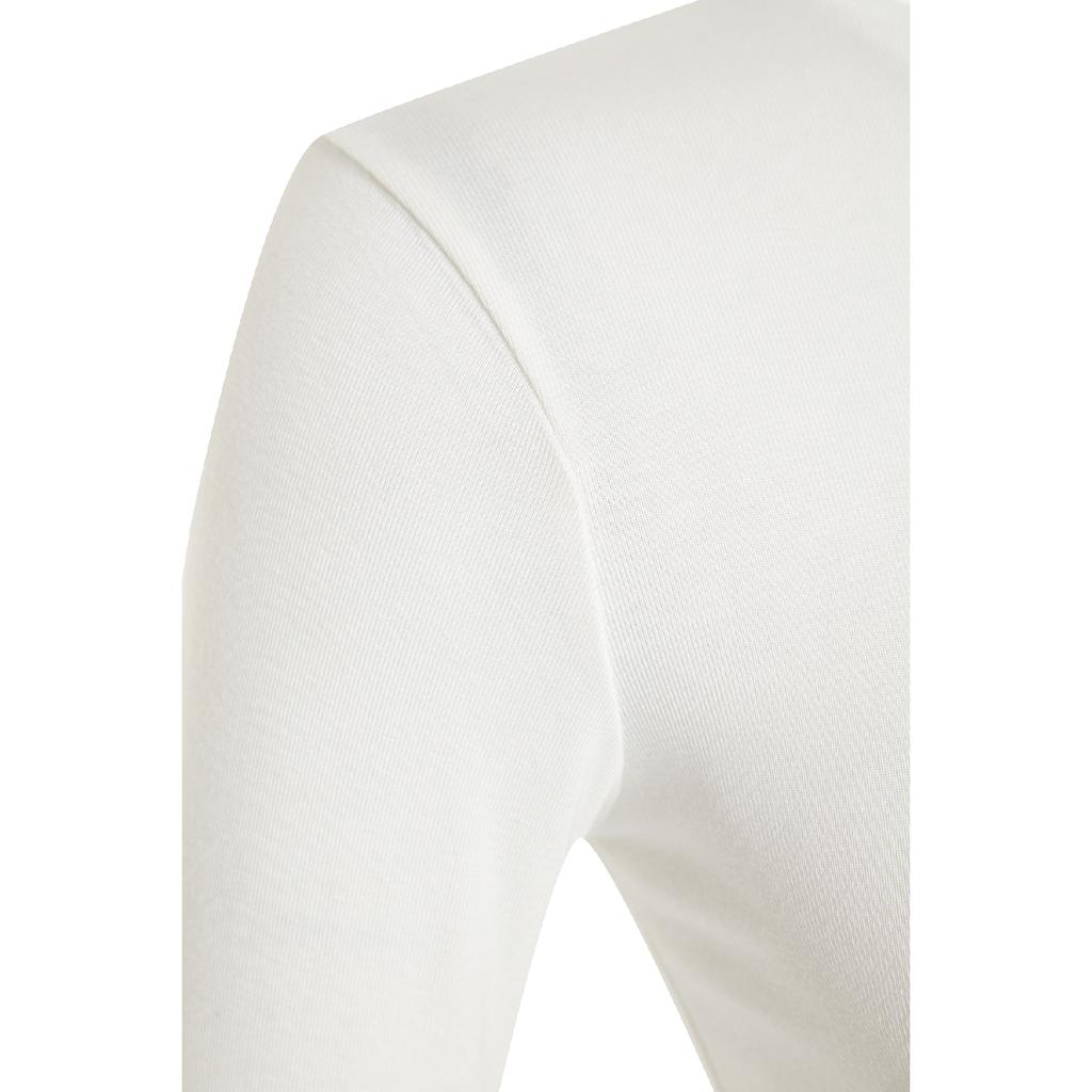 Ecru Premium Viskose Rundhals Crop Dehnbarer Strickbluse Twoaw24bz00116