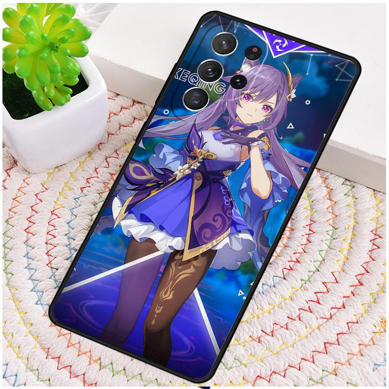 Keqing Genshin Impact Silicone Phone Case For Samsung Galaxy note 10 pro S26 S25 S24 S23 S22 S21 Plus S25Ultra Capa Cover