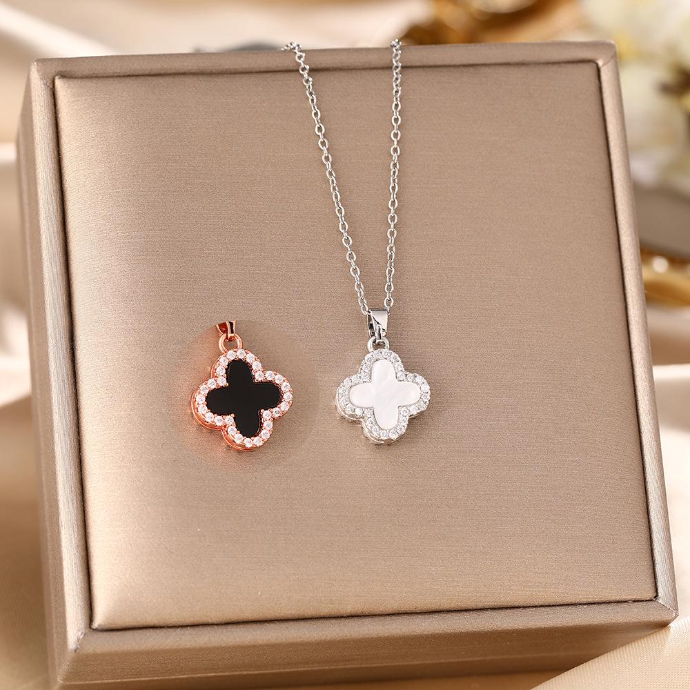 Women's Silver Titanium Steel Necklace with Micro-Inlaid Zircon - Elegant, Durable Clavicle Chain Jewelry