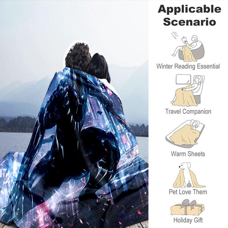 Black panther Blanket Flannel Throw for Sofa, Travel, Camping, Livingroom, Office, Chair and Bed Soft and Warm Holiday Birthday gifts