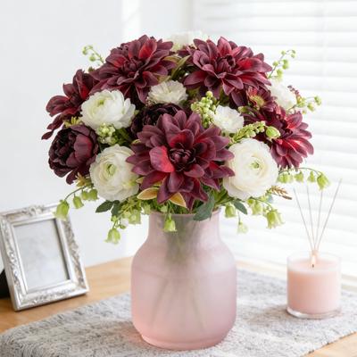 Artificial Flowers Silk Dahlia Rose Valentine's Day Home Room Garden Arch Wall Wedding Bridal Bouquet Party Diy Gift Room Decora