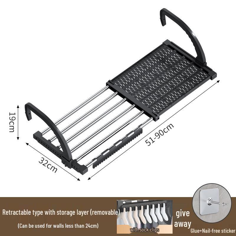 Telescopic Punch-Free Clothes & Shoe Drying Rack for Window Railings and Balcony