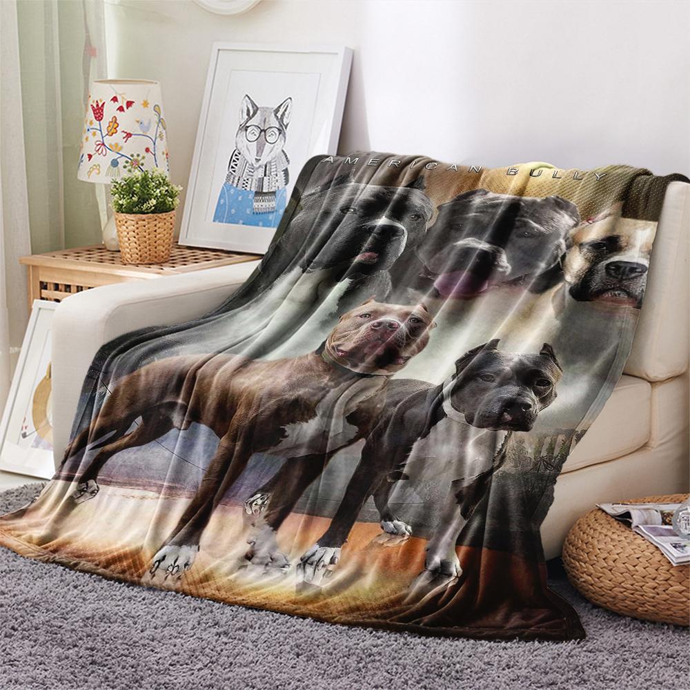 1Pc Pitbull Print Flannel Blanket, High quality Comfortable for All Seasons, Home Decor, Warmth and Comfort, Perfect for Christmas Gifts