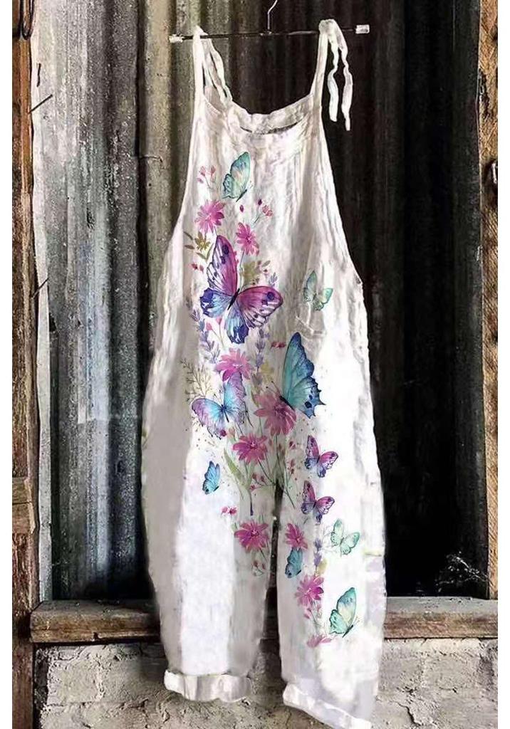 2025 Summer Retro Print Wide-Leg Women's Jumpsuit
