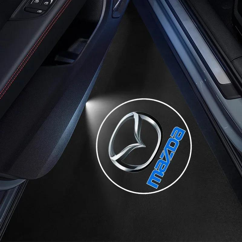 

2025 Hot 1/2Pcs Car HD Projector Lamp Car Door Wireless Welcome Light LED Decoration For Mazda 3 6 Atenza Axela Demio CX3 CX5 MP