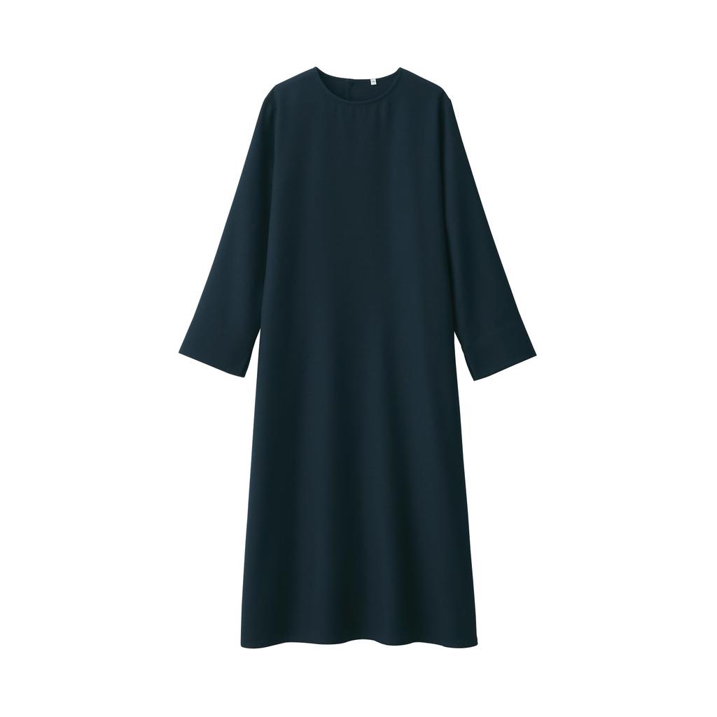 MUJI Brushed Pullover Long Sleeve Dark Size XXL Women's Dress, Navy, BC2KSA4A, Women's