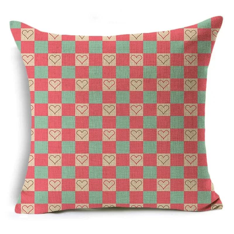 Retro Geometry Linen Pillowcase Car Office Seat Linen Cushion Cover Sitting Room Sofa Decorative Pillowcase 45*45Cm
