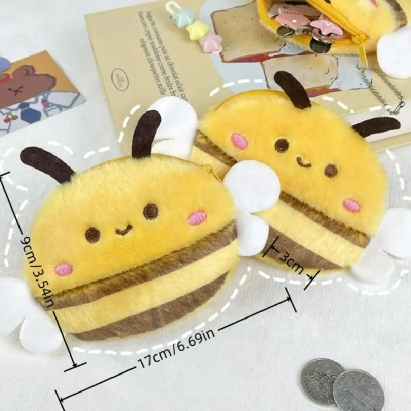 Mignon Porte-Monnaie Peluche Abeille Enfants Poupée Animal Dessin Animé Abeille Argent Sac Pendentif Mode Sac de Rangement Petit Sac Bureau Rangement