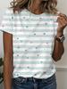 Women's Casual Striped Polka Dot T-shirt Summer Short-sleeved Round Neck Loose All-over Printed T-shirt