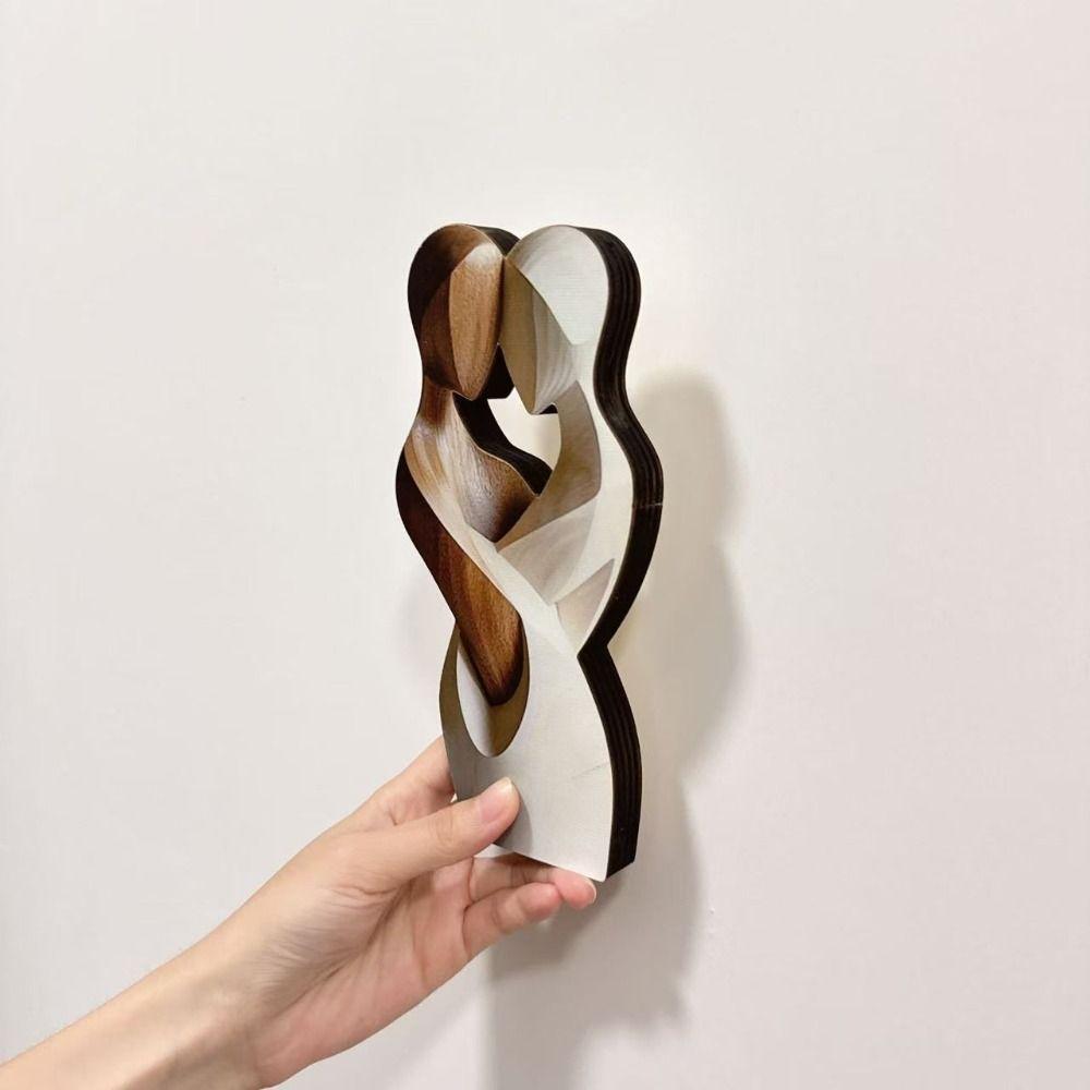 Neue 2D Flache Statue Umarmung Künstliches Holz Paar Statue Moderne Elegante Dekorative Statue Schreibtisch