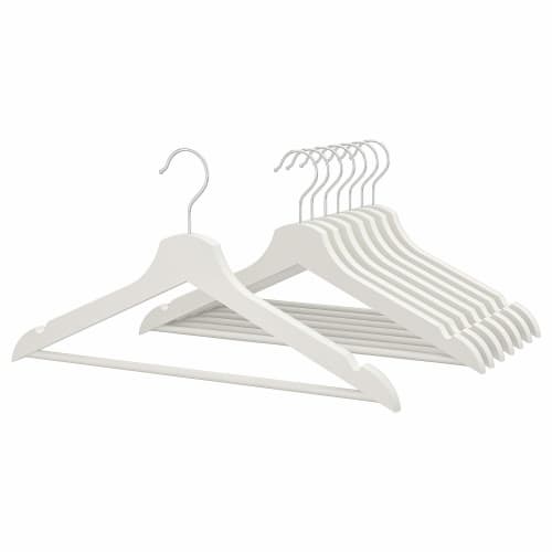 IKEA BUMERANG Solid Wood Clothes Hangers with Shoulder Recesses for Suits, Jackets, and Camisoles (Set of 2 (16 Pieces), White)
