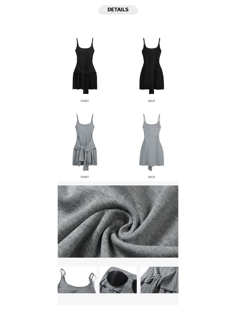 2026 Spring/Summer Energetic Tie-Waist Camisole Dress with Chest Pads - Women's Two-Piece Style Short Skirt