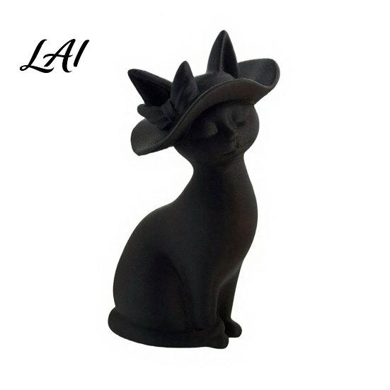 Cat Figurine 3D Printed Figurine Minimalist Modern Elegant Sculpture Vintage Inspired Decor Small Collectible Animal Statue for Shelf Desk Sculpture